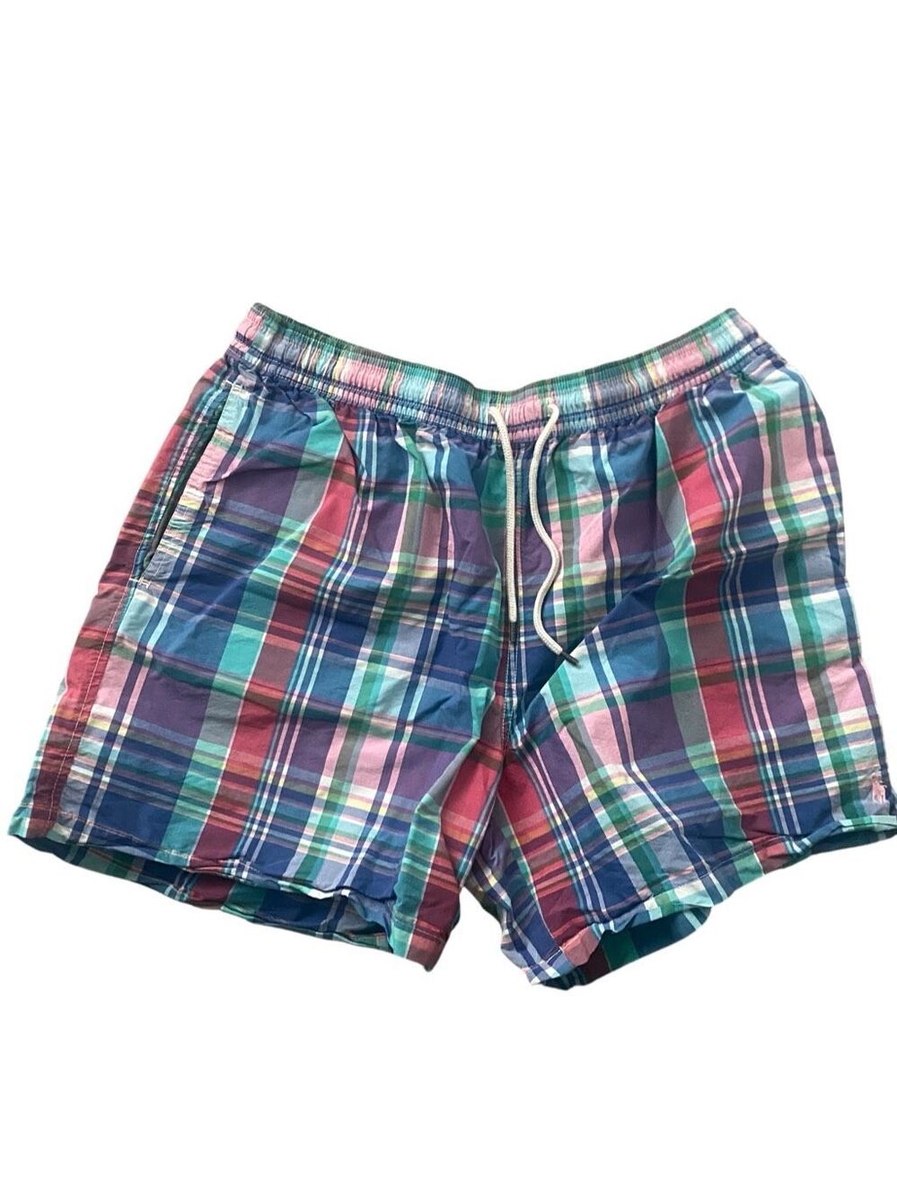 Polo Ralph Lauren Men’s Plaid Swim Trunks Shorts 190/96B Cotton Nylon Vtge- XXL
